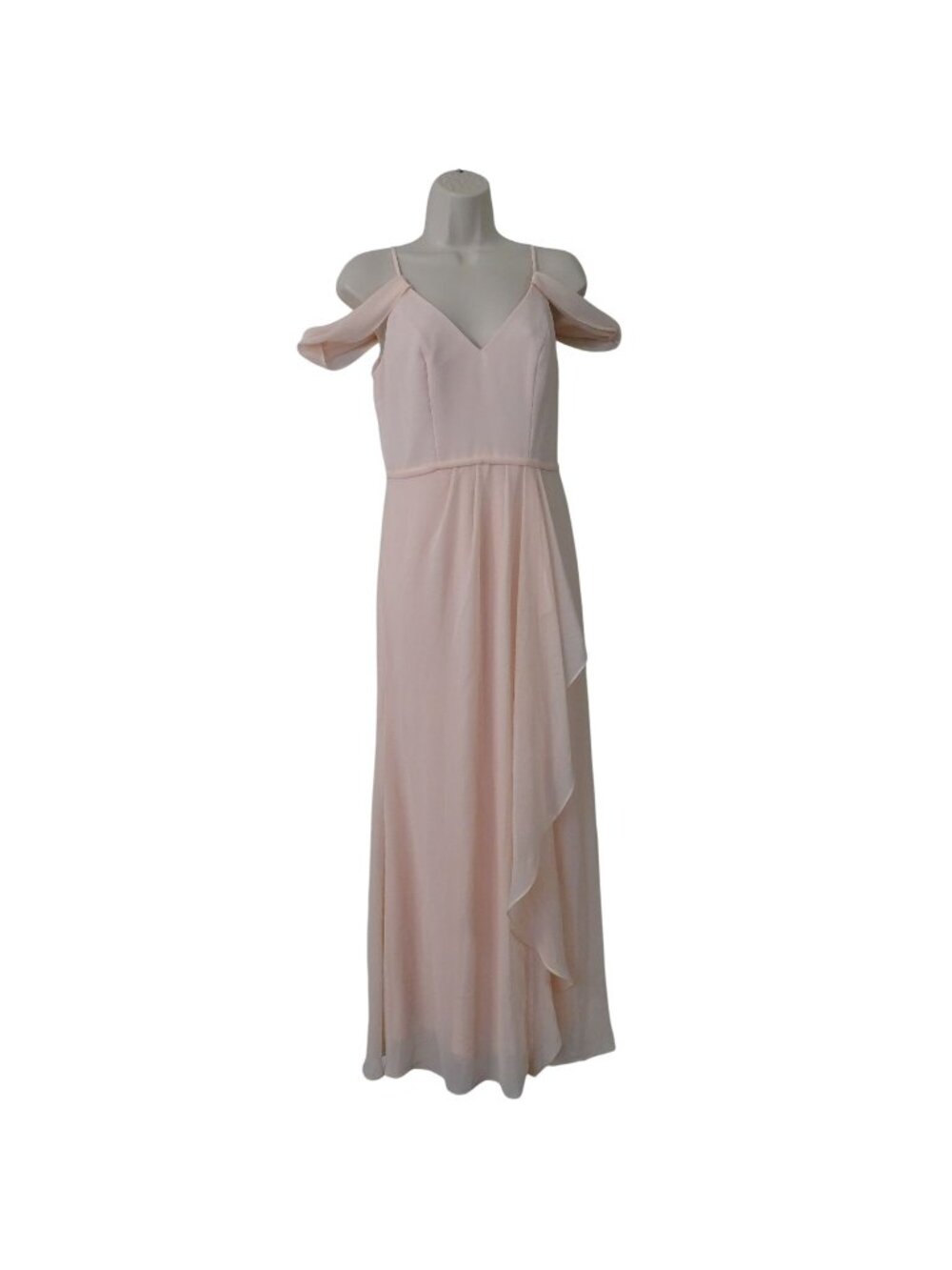 Celebrate DB Studio Cascading Off Shoulder Pink Formal Gown Dress Size 0 Wedding - Picture 1 of 8